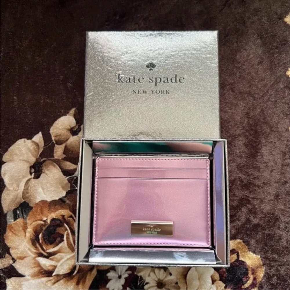 Kate Spade ♠️ Quartz Pink/ Quartz Rose Iridescent Pink Card Wallet NWT & BOX😍💕